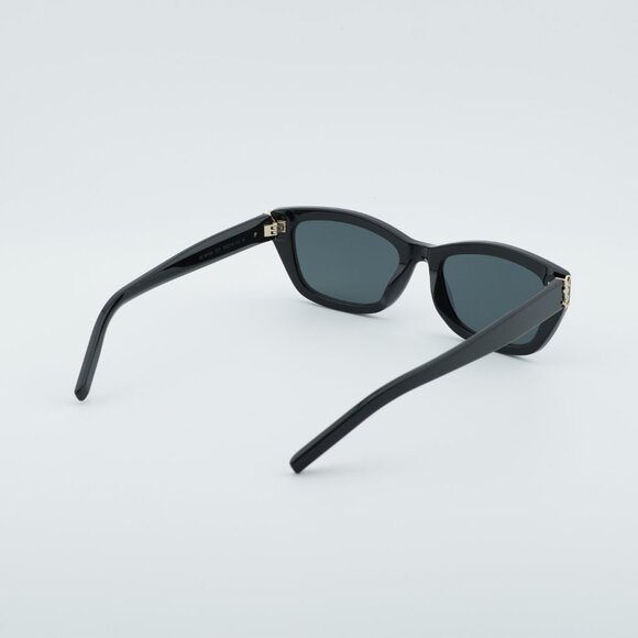 Saint Laurent SL M153 001 Sunglasses Shiny Black Square Frame, Black Lenses - Picture 10 of 11